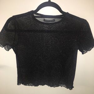 Black sparkly sheer top
